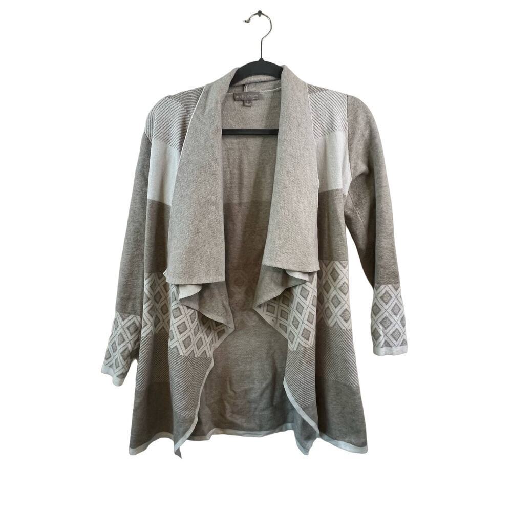 Evolution by Cyrus Beige Open Front Cardigan Size Small
